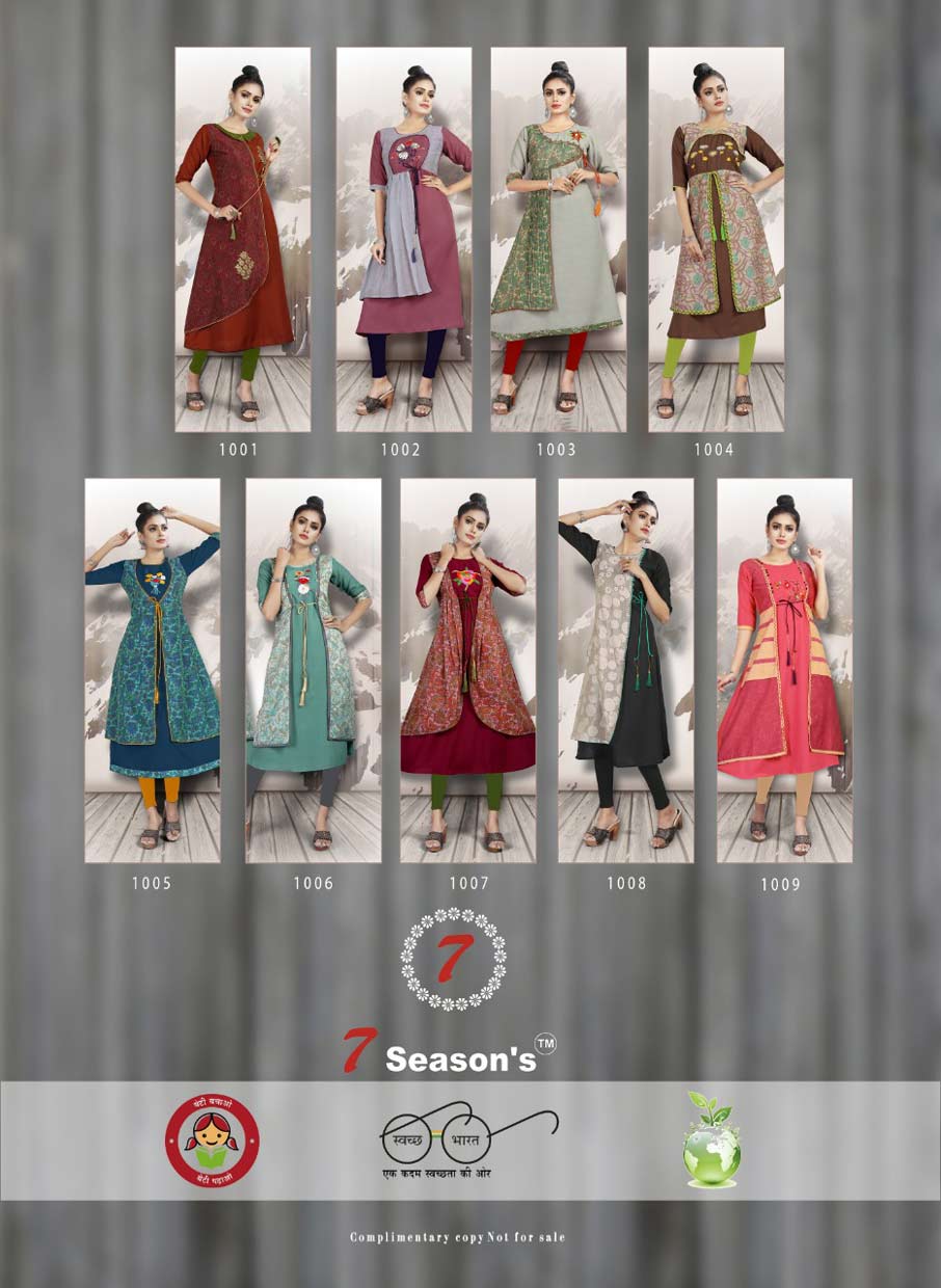 7Seasons Shabana Cotton Silk Jacket Kurti 7Seasons Shabana Cotton Silk Jacket Kurti
