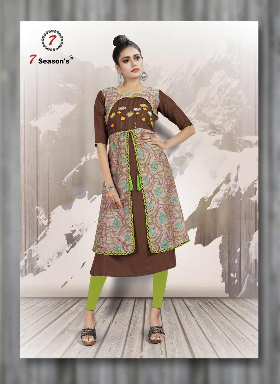 7Seasons Shabana Cotton Silk Jacket Kurti 7Seasons Shabana Cotton Silk Jacket Kurti