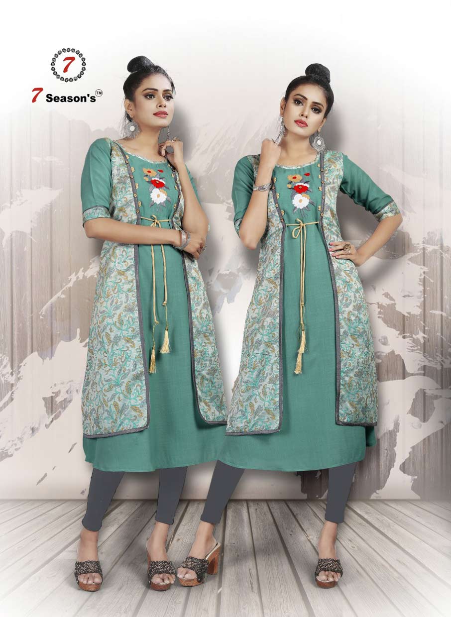 7Seasons Shabana Cotton Silk Jacket Kurti 7Seasons Shabana Cotton Silk Jacket Kurti