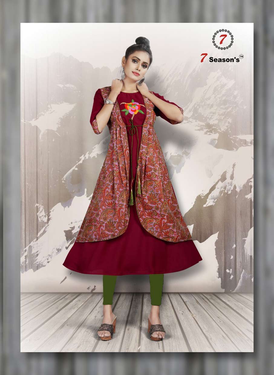 7Seasons Shabana Cotton Silk Jacket Kurti 7Seasons Shabana Cotton Silk Jacket Kurti