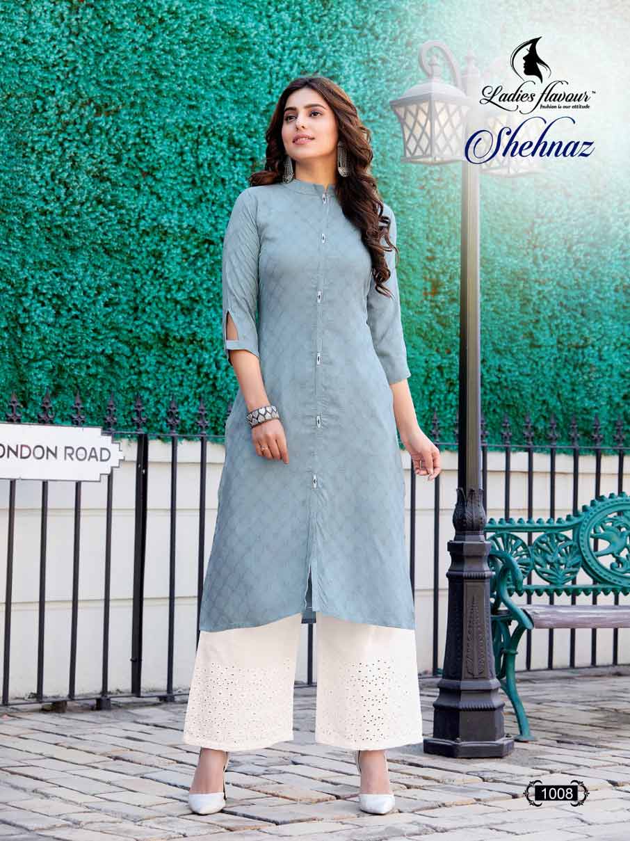 Shehnaz Rayon Dobby Shifali Work Kurti Set Shehnaz Rayon Dobby Shifali Work Kurti Set
