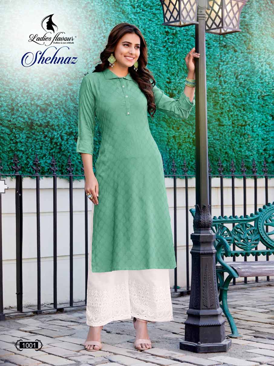 Shehnaz Rayon Dobby Shifali Work Kurti Set Shehnaz Rayon Dobby Shifali Work Kurti Set
