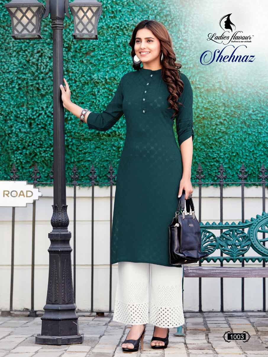 Shehnaz Rayon Dobby Shifali Work Kurti Set Shehnaz Rayon Dobby Shifali Work Kurti Set