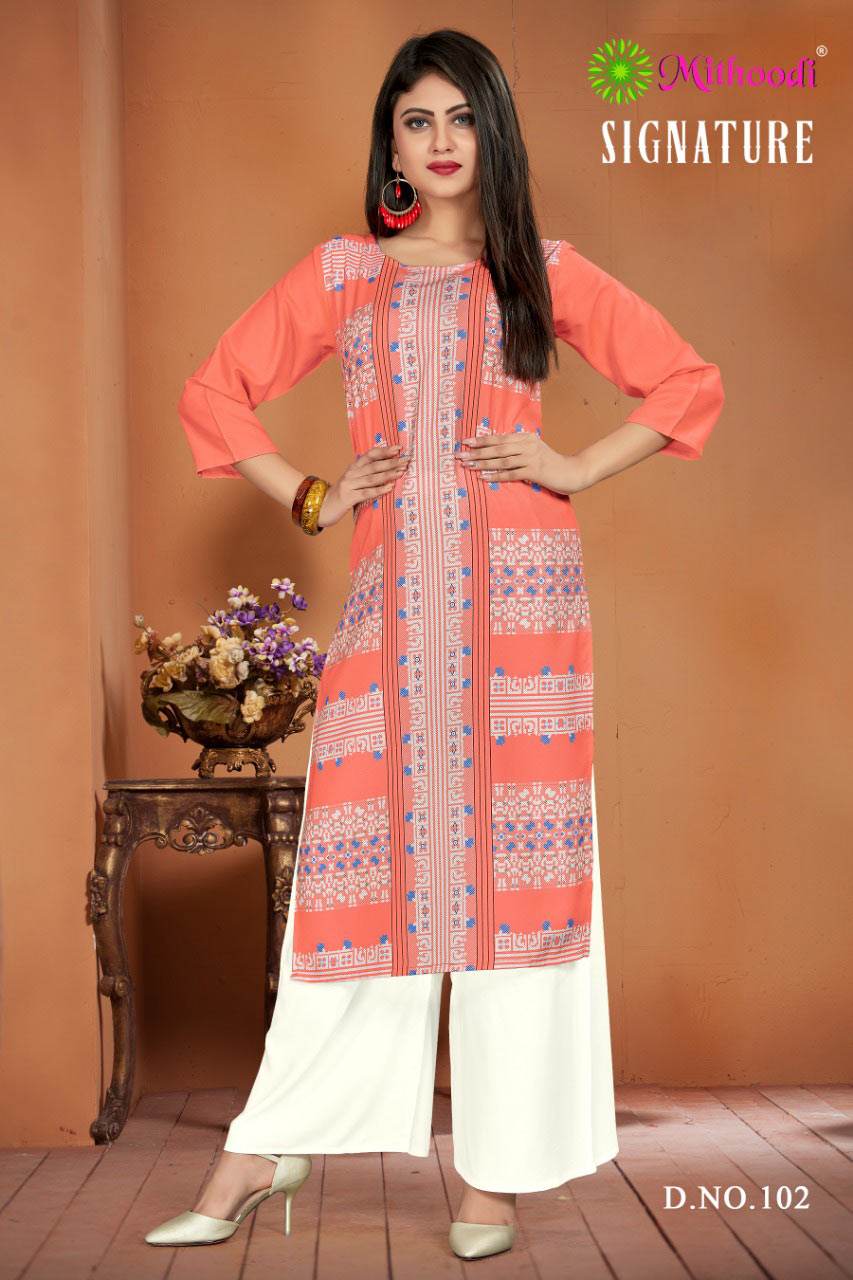 Signature Mithoodi Rayon Palazzo Wholesale Kurti Signature Mithoodi Rayon Palazzo Wholesale Kurti