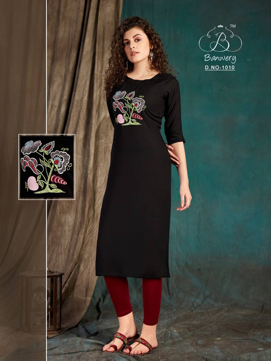 Taapsee Rayon Embroidery Work Kurti Set Taapsee Rayon Embroidery Work Kurti Set