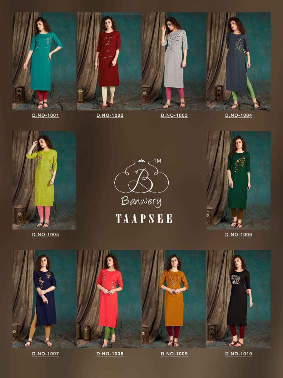 Taapsee Rayon Embroidery Work Kurti Set Taapsee Rayon Embroidery Work Kurti Set