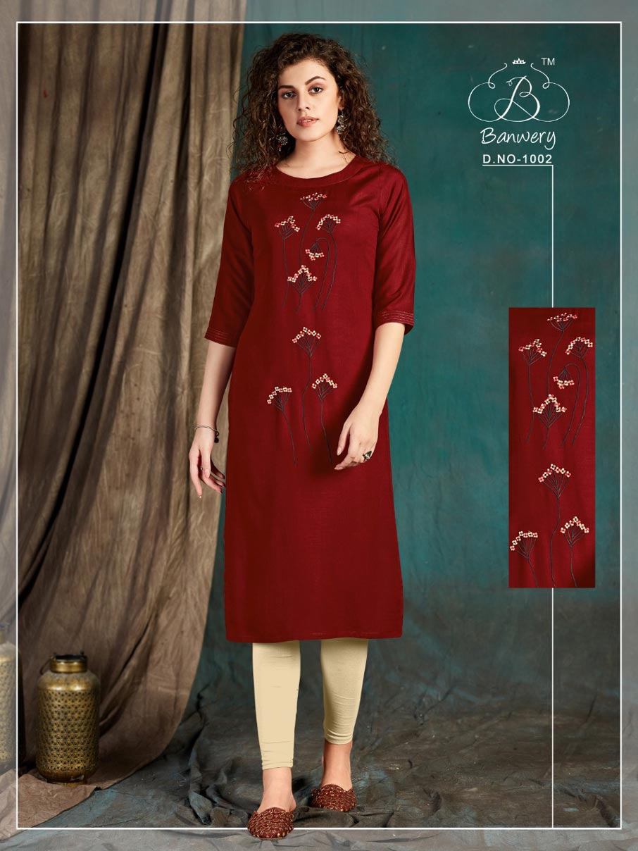 Taapsee Rayon Embroidery Work Kurti Set Taapsee Rayon Embroidery Work Kurti Set