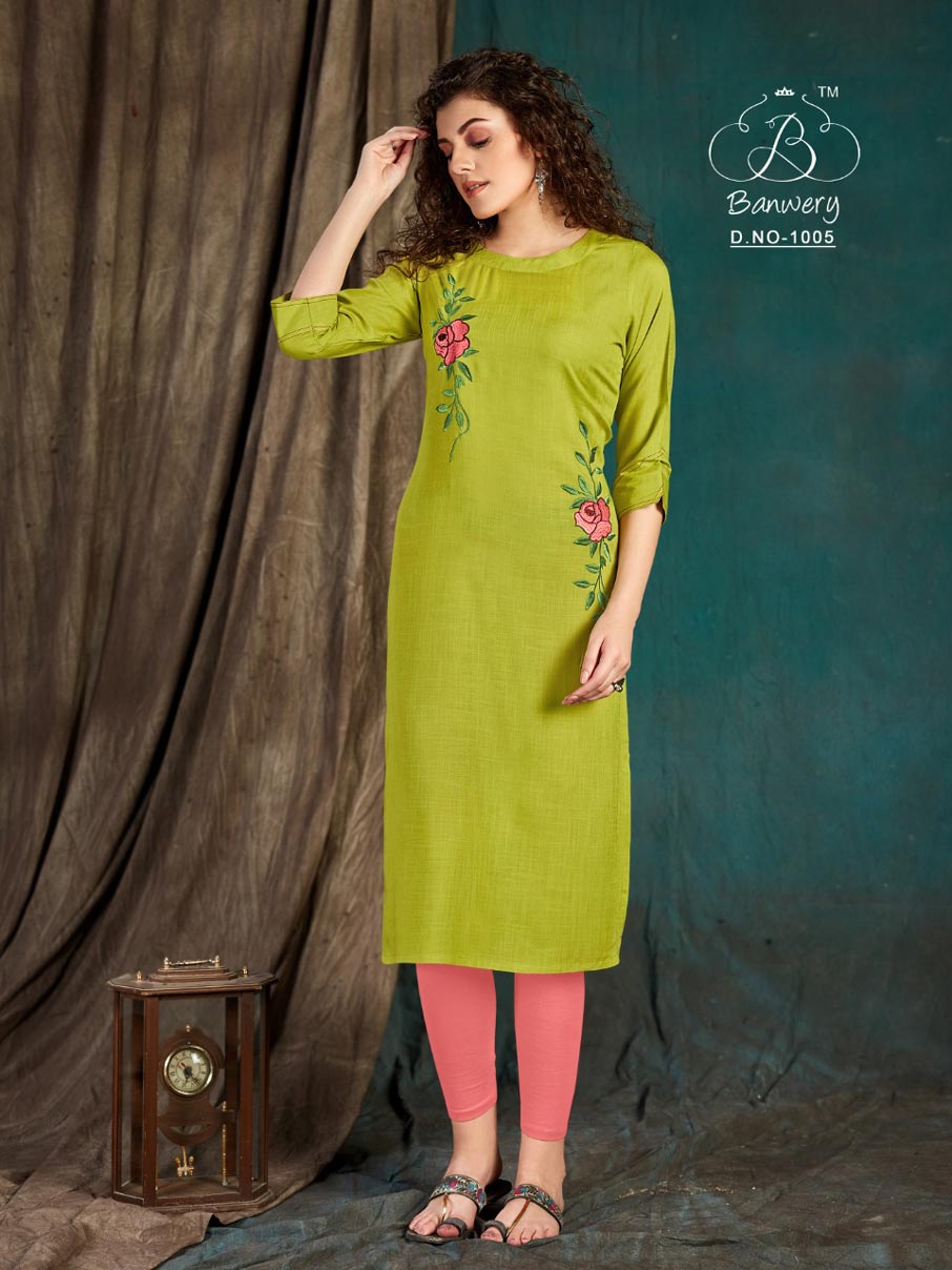 Taapsee Rayon Embroidery Work Kurti Set Taapsee Rayon Embroidery Work Kurti Set