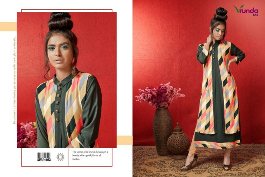 Volcano Vrunda Tex Rayon Print Long Jacket Kurti Volcano Vrunda Tex Rayon Print Long Jacket Kurti