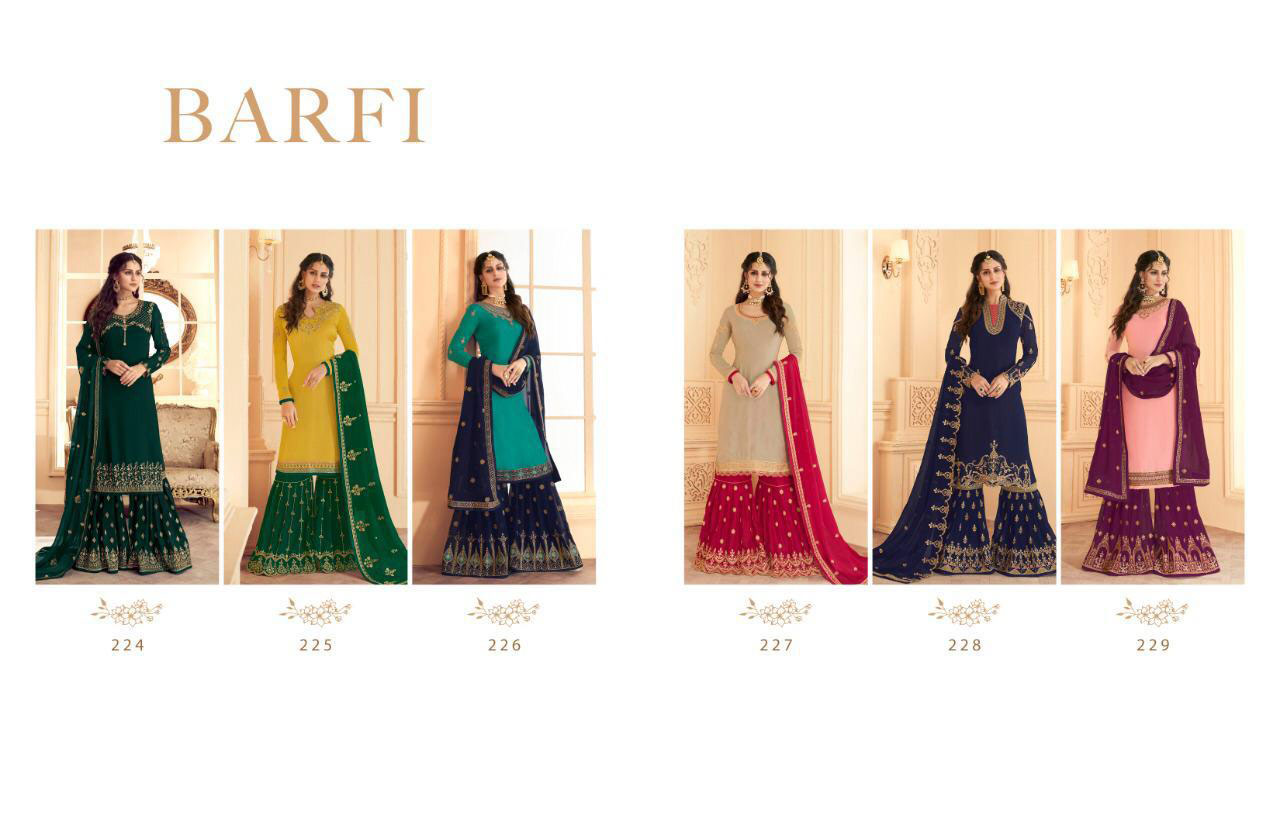 Barfi Aarav Trendz Georgette Satin Salwar Suit Manufacturer Barfi Aarav Trendz Georgette Satin Salwar Suit Manufacturer