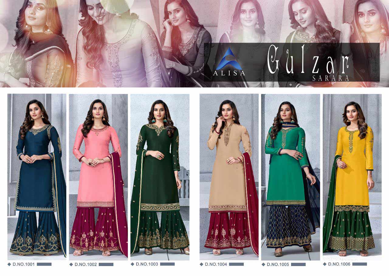 Gulzar By Alisa Satin Georgette Sarara Salwar Suit Gulzar By Alisa Satin Georgette Sarara Salwar Suit