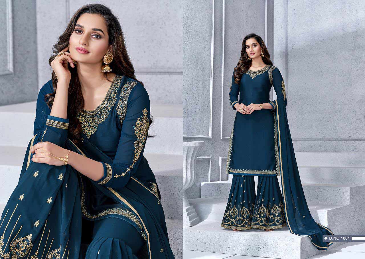 Gulzar By Alisa Satin Georgette Sarara Salwar Suit Gulzar By Alisa Satin Georgette Sarara Salwar Suit