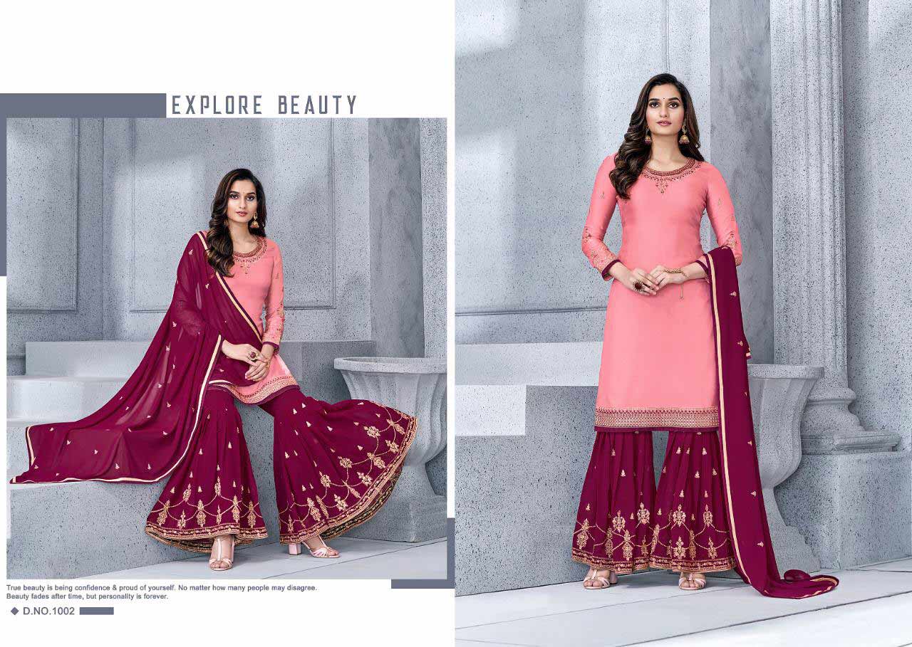 Gulzar By Alisa Satin Georgette Sarara Salwar Suit Gulzar By Alisa Satin Georgette Sarara Salwar Suit