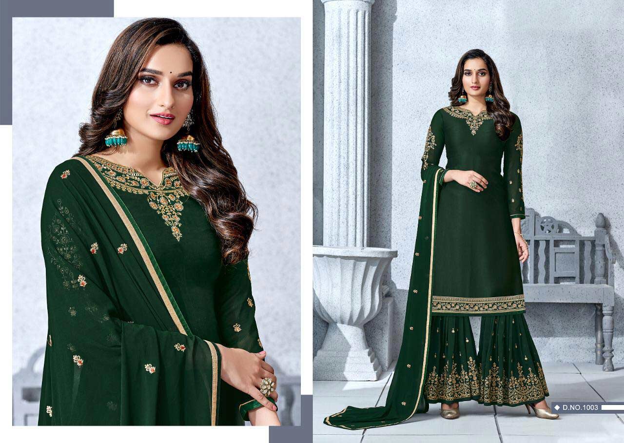 Gulzar By Alisa Satin Georgette Sarara Salwar Suit Gulzar By Alisa Satin Georgette Sarara Salwar Suit