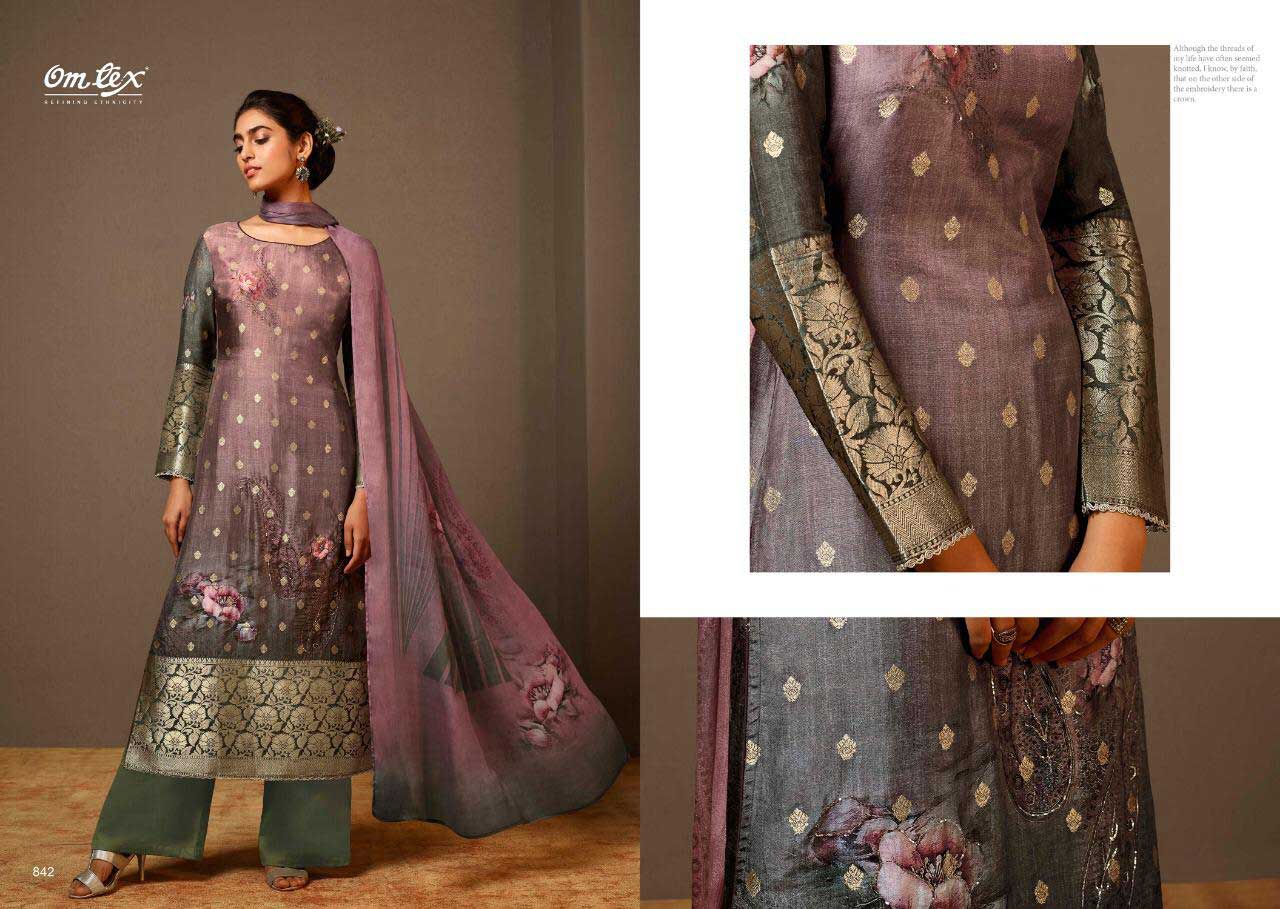 Omtex Kesari Banarasi Jacquard Digital Print Suit Omtex Kesari Banarasi Jacquard Digital Print Suit