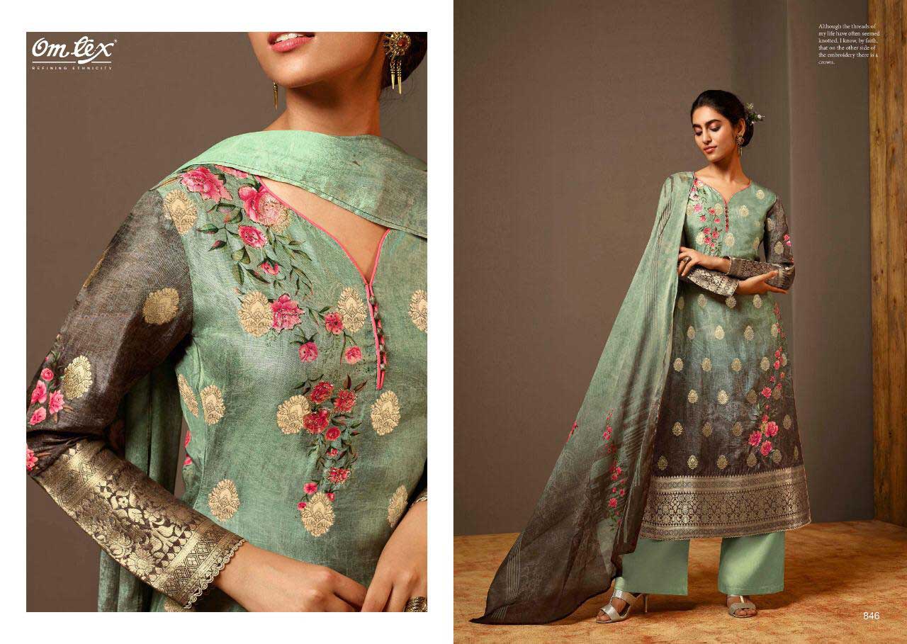 Omtex Kesari Banarasi Jacquard Digital Print Suit Omtex Kesari Banarasi Jacquard Digital Print Suit