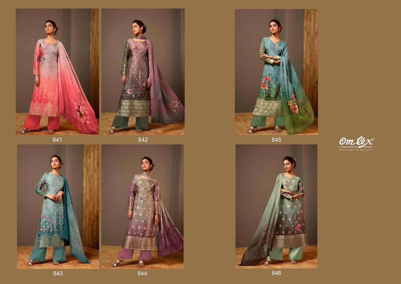 Omtex Kesari Banarasi Jacquard Digital Print Suit Omtex Kesari Banarasi Jacquard Digital Print Suit