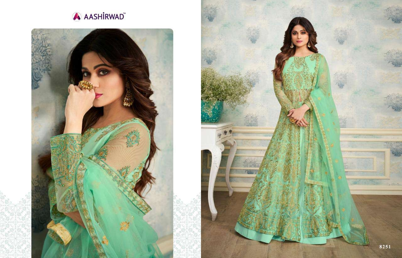 Aashirwad Sheeshmahal Net Indo Western Style Suit Aashirwad Sheeshmahal Net Indo Western Style Suit