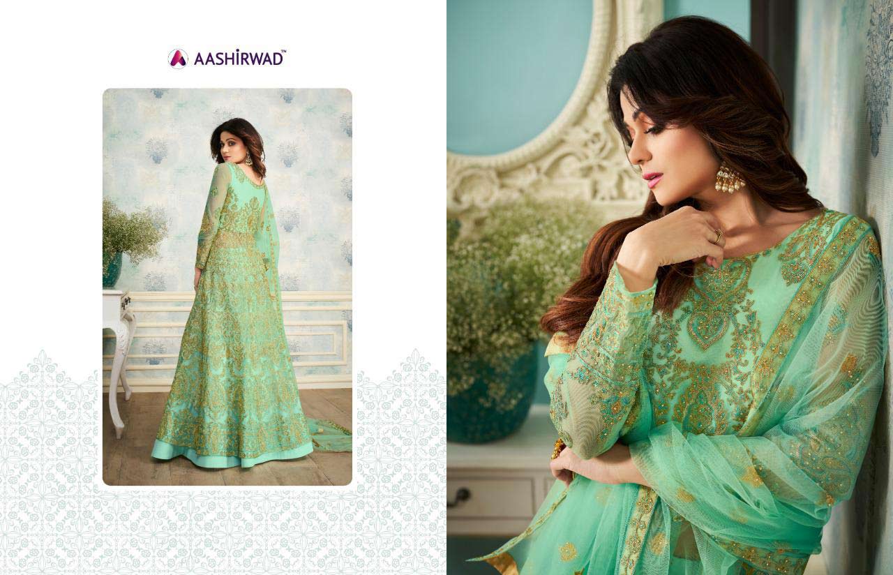 Aashirwad Sheeshmahal Net Indo Western Style Suit Aashirwad Sheeshmahal Net Indo Western Style Suit