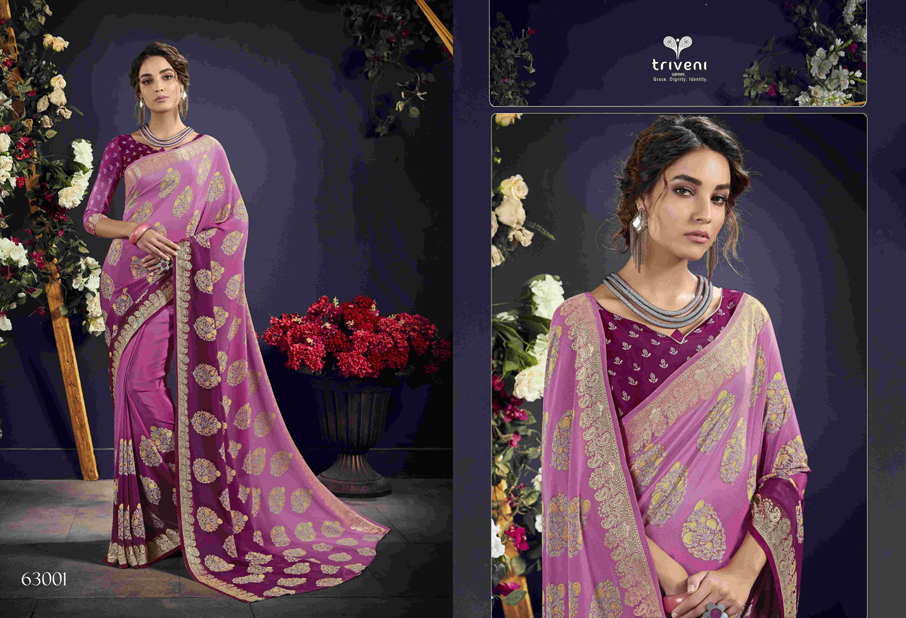 Triveni Designer Amelia Border work Printed Saree Triveni Designer Amelia Border work Printed Saree