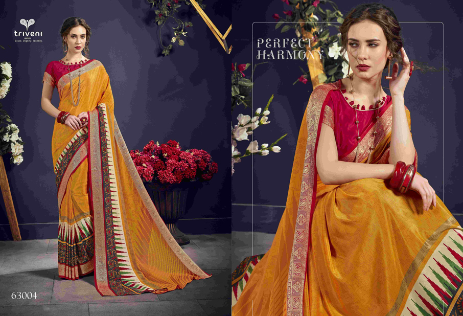 Triveni Designer Amelia Border work Printed Saree Triveni Designer Amelia Border work Printed Saree