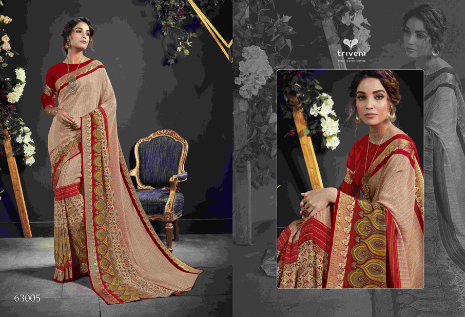Triveni Designer Amelia Border work Printed Saree Triveni Designer Amelia Border work Printed Saree
