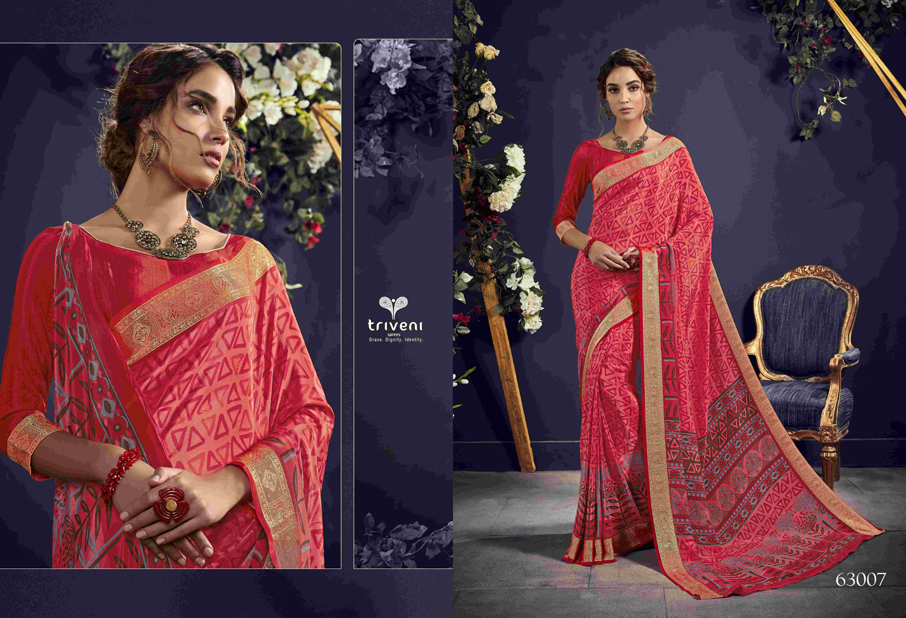 Triveni Designer Amelia Border work Printed Saree Triveni Designer Amelia Border work Printed Saree