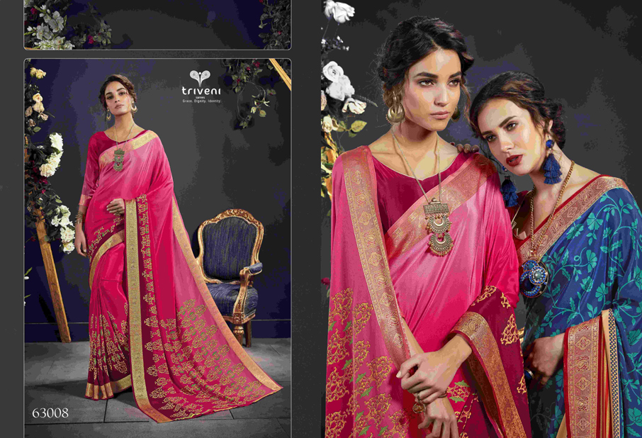 Triveni Designer Amelia Border work Printed Saree Triveni Designer Amelia Border work Printed Saree