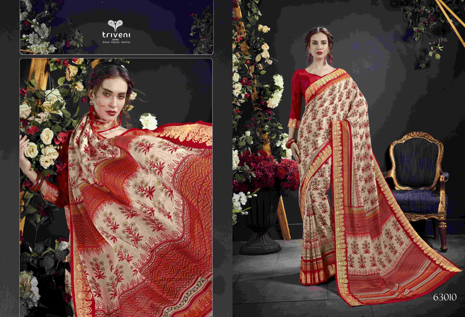 Triveni Designer Amelia Border work Printed Saree Triveni Designer Amelia Border work Printed Saree