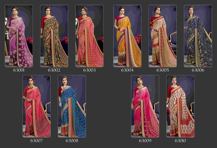 Triveni Designer Amelia Border work Printed Saree Triveni Designer Amelia Border work Printed Saree
