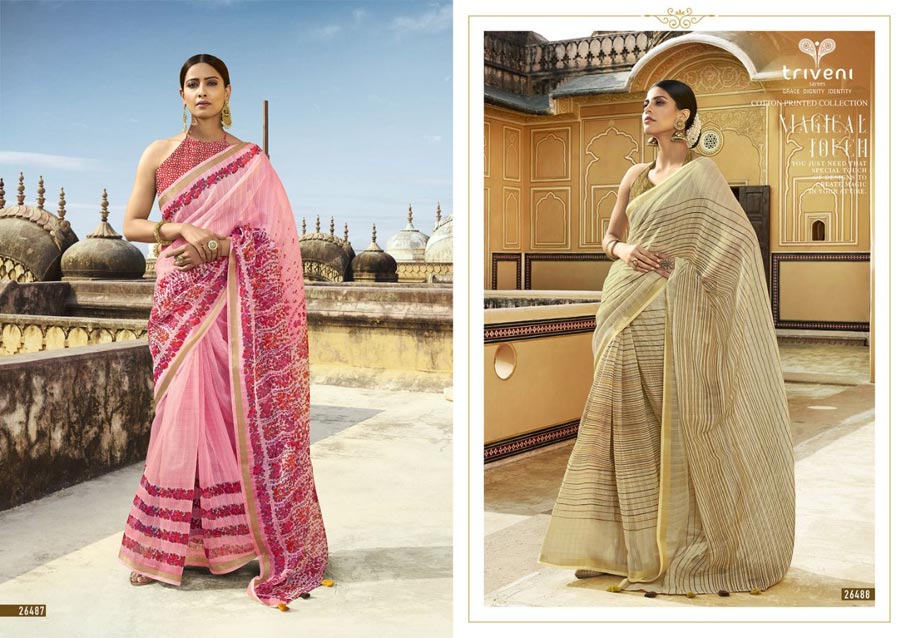 Globle Cotton Linen Printed Sarees Collection Globle Cotton Linen Printed Sarees Collection