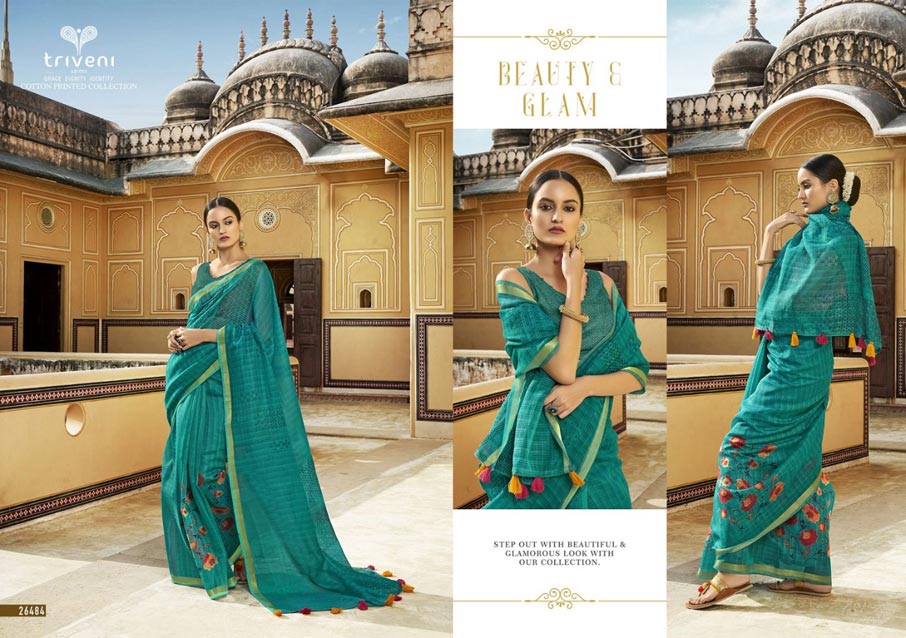 Globle Cotton Linen Printed Sarees Collection Globle Cotton Linen Printed Sarees Collection