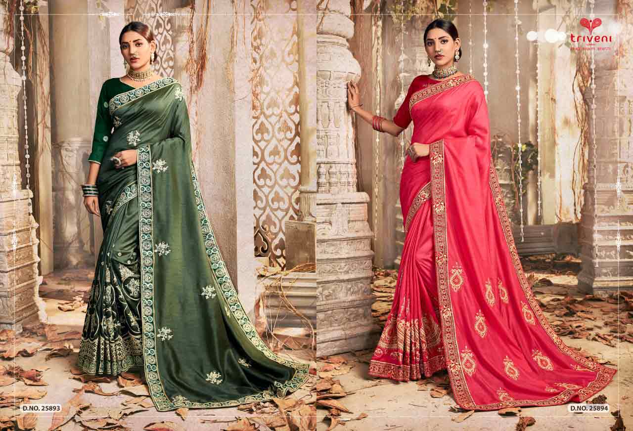 Triveni Santoor Chanderi Silk Zari Sarees Catalog Triveni Santoor Chanderi Silk Zari Sarees Catalog