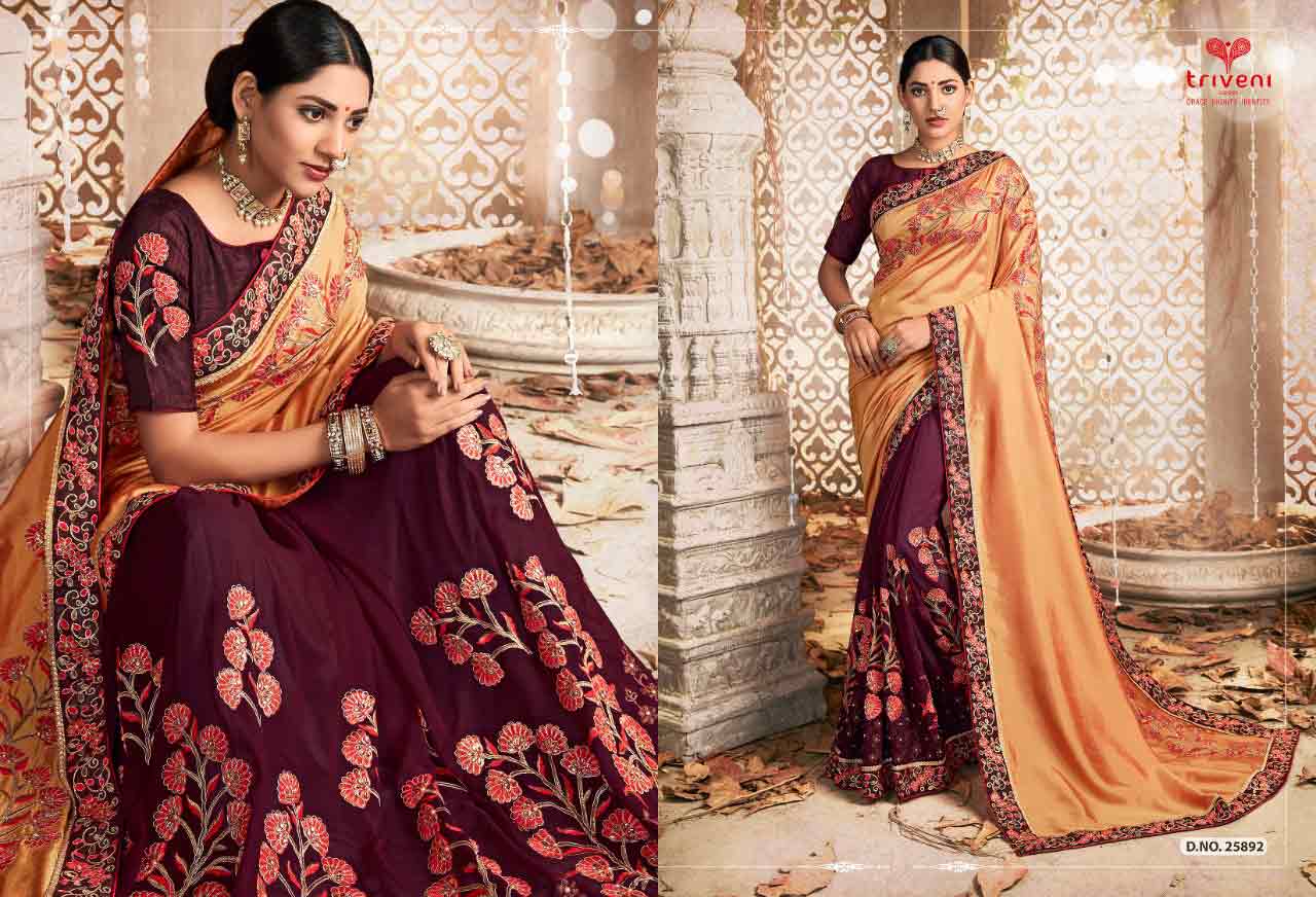 Triveni Santoor Chanderi Silk Zari Sarees Catalog Triveni Santoor Chanderi Silk Zari Sarees Catalog