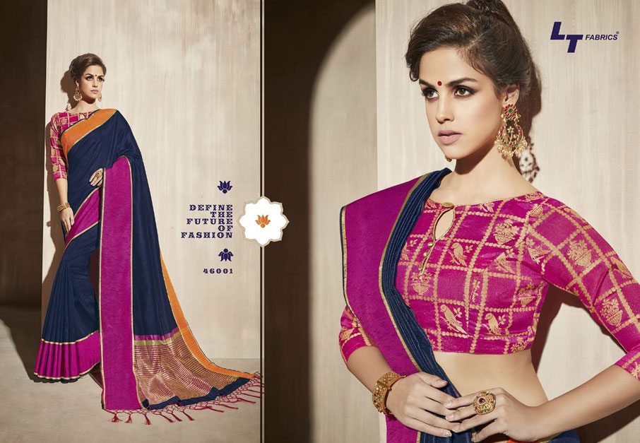 LT Fabrics Surbhi Bhagalpuri Satin Border Sarees LT Fabrics Surbhi Bhagalpuri Satin Border Sarees