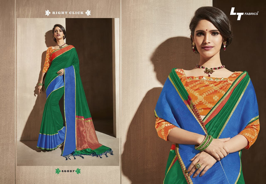 LT Fabrics Surbhi Bhagalpuri Satin Border Sarees LT Fabrics Surbhi Bhagalpuri Satin Border Sarees