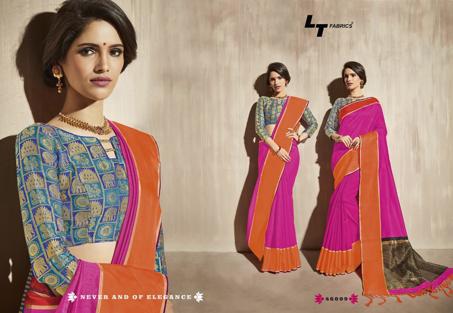 LT Fabrics Surbhi Bhagalpuri Satin Border Sarees LT Fabrics Surbhi Bhagalpuri Satin Border Sarees