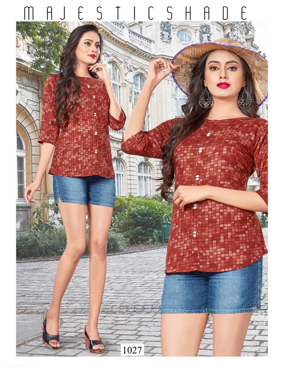 Griva Vrunda Tex Printed Girls Wear Rayon Tops Catalog Griva Vrunda Tex Printed Girls Wear Rayon Tops Catalog