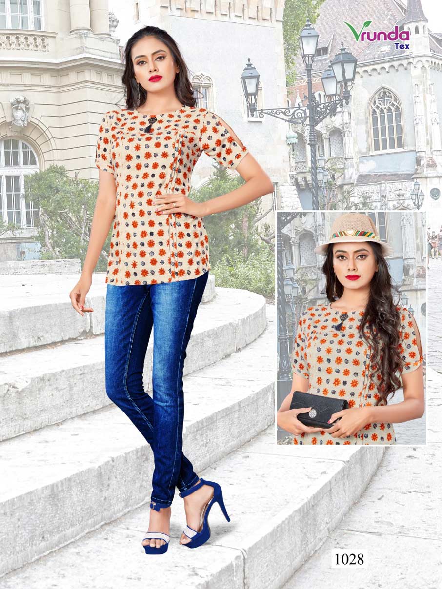 Griva Vrunda Tex Printed Girls Wear Rayon Tops Catalog Griva Vrunda Tex Printed Girls Wear Rayon Tops Catalog