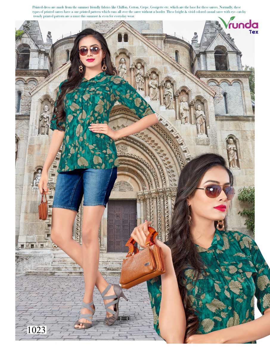 Griva Vrunda Tex Printed Girls Wear Rayon Tops Catalog Griva Vrunda Tex Printed Girls Wear Rayon Tops Catalog