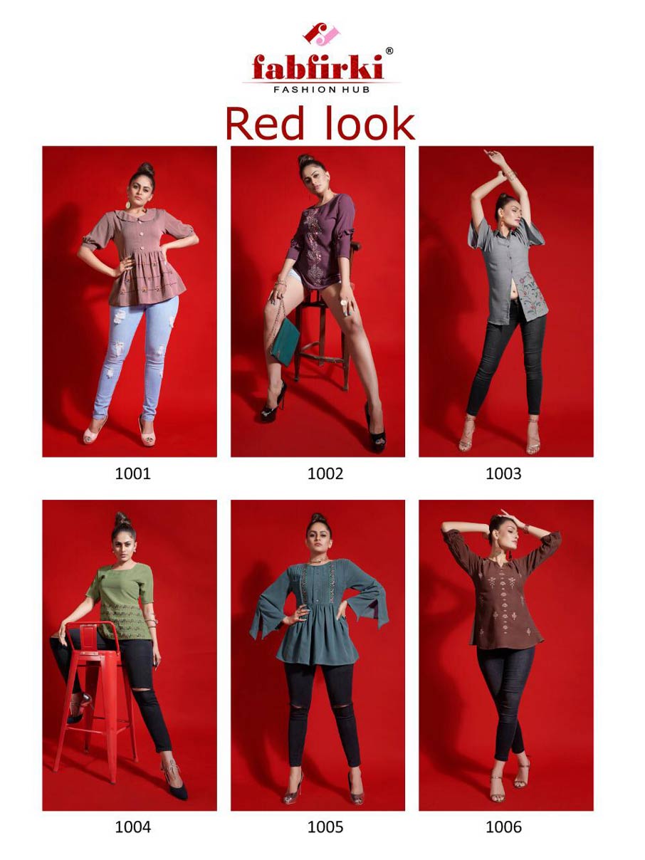 Fabfirki Red-Look Embroidery Western Wear Tops Fabfirki Red-Look Embroidery Western Wear Tops
